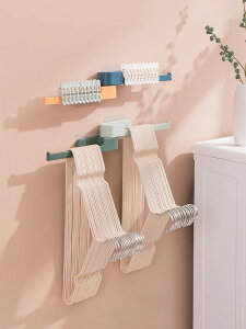 日式家用衣架收納置物架多功能可旋轉壁掛免打孔粘貼式晾放拖鞋架