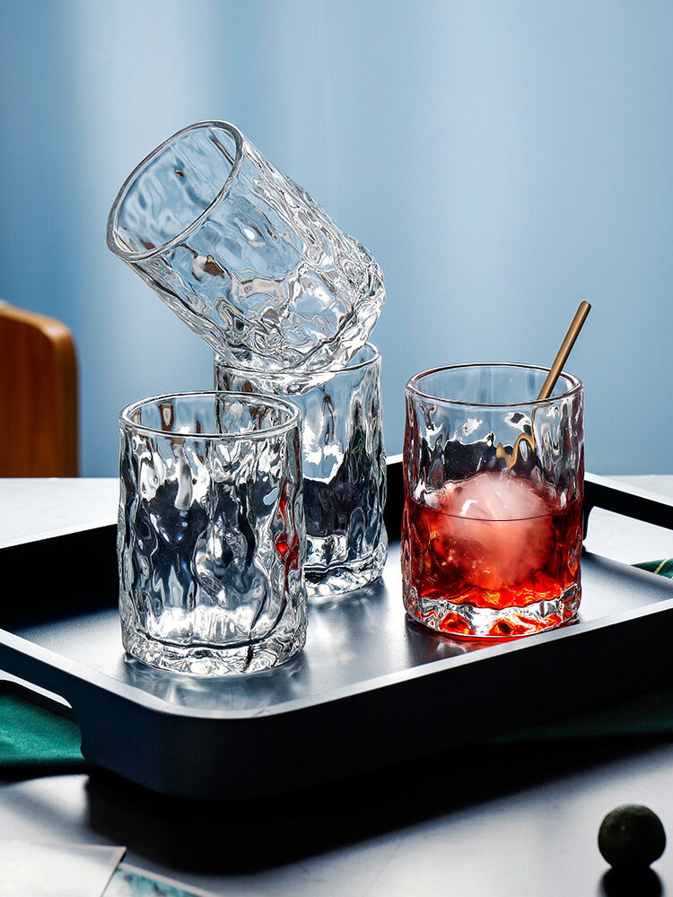 北歐ins風網紅玻璃杯日式錘紋茶酒杯簡約家用透明水杯喝啤酒杯子