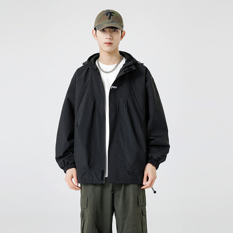 現貨+預購 衝鋒衣防風外套-連帽寬鬆休閒潮流男夾克5色74it53【獨家進口】【米蘭精品】