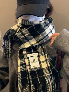 格子圍巾女冬季韓版學生高級感百搭防風防寒情侶加厚保暖圍脖披肩