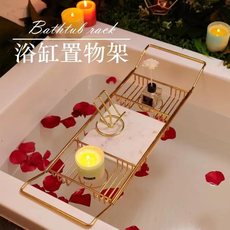 開立發票 免運 浴缸置物架浴室衛生間泡澡託盤多功能可伸縮網紅輕奢不銹鋼支架子P410