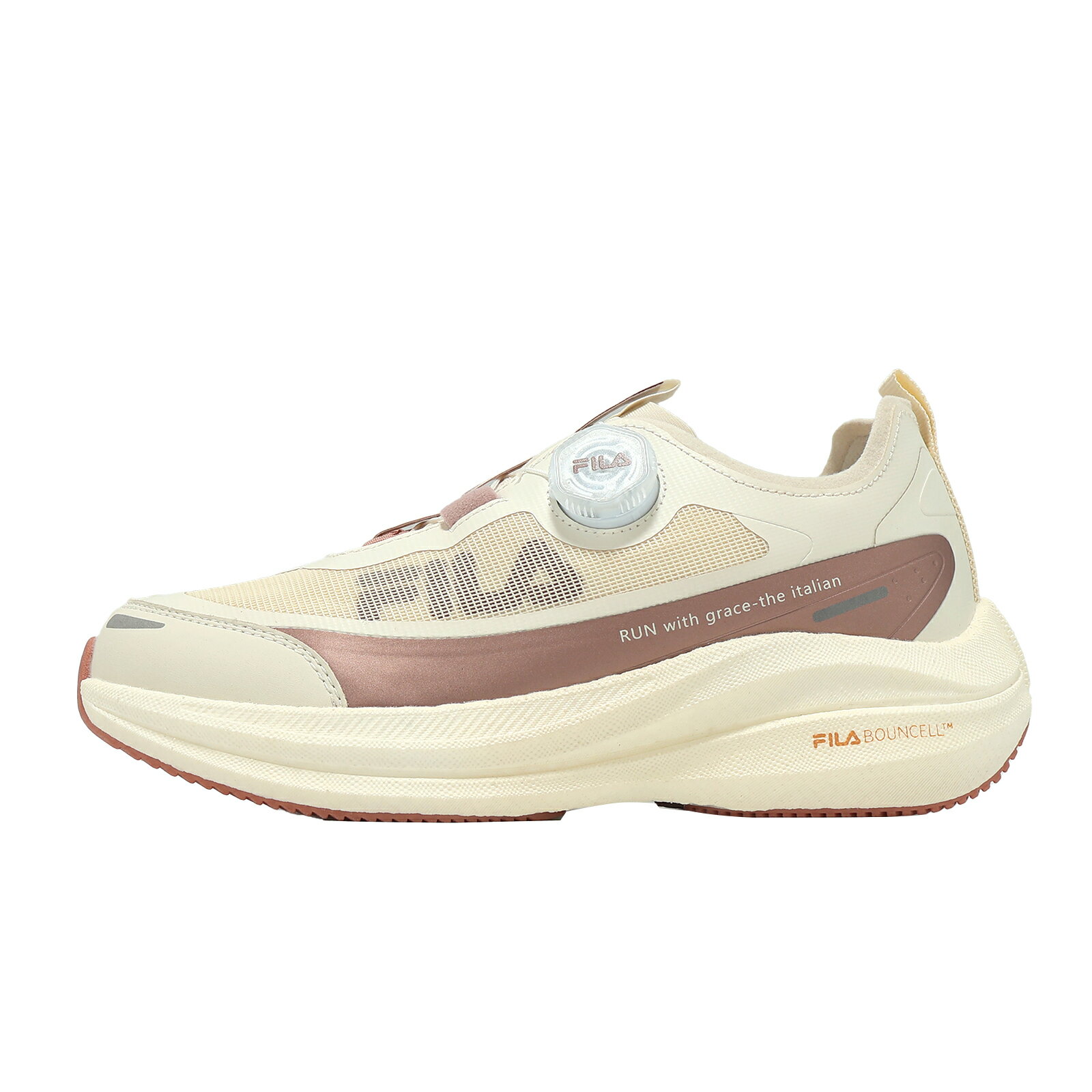 Fila 慢跑鞋 LA VITA 女鞋 米 旋鈕 回彈 運動鞋 斐樂 5J313A122