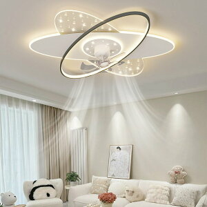 2024新款現代簡約輕奢客廳吸頂風扇燈網紅星空家用主臥室風扇燈具