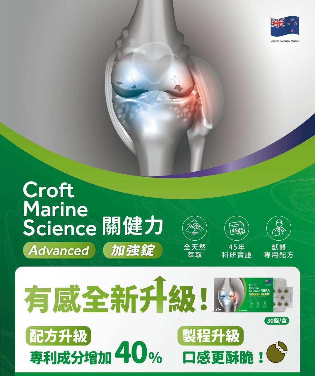 獸醫專用版 關健力 加強錠 30錠 寵物關節保健錠 綠唇貝 關節保養 關節退化 類同安適得 YUMOVE
