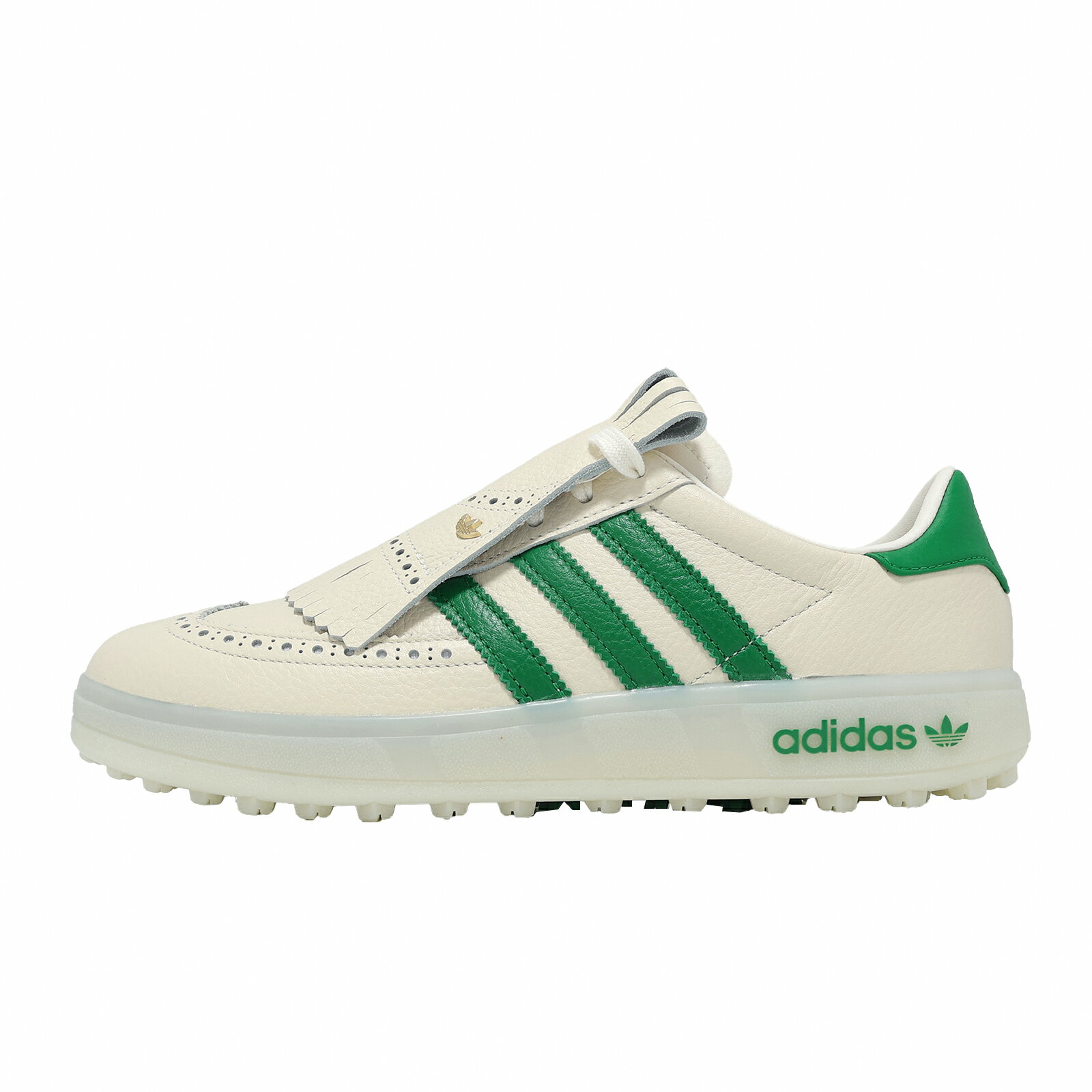 adidas 愛迪達 高爾夫球鞋 Coursecup 男鞋 女鞋 米 綠 防水鞋面 雕花 可拆式流蘇鞋舌 愛迪達