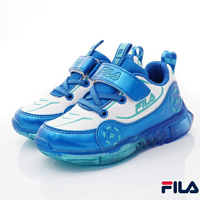 FILA斐樂頂級童鞋輕量電燈運動鞋J452Y-313藍(中大童)