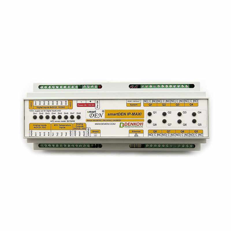 Denkovi smartDEN Maxi I/O繼電器模組 SNMP HTTP with DIN Rail Box 24V [2美國直購]