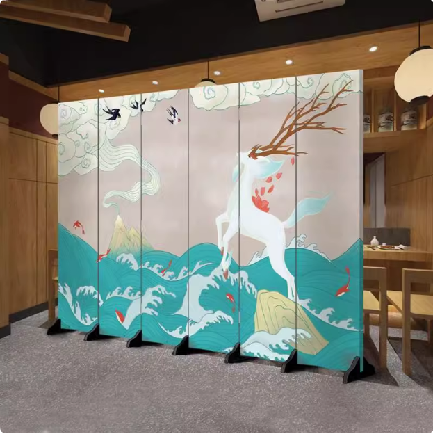 日式遮擋屏風居屋舍日料店隔板門口迎客折疊移動式招財貓和風櫻花/屏風/擋風屏/隔斷屏/遮擋屏/折疊屏/玄關屏風/客廳屏風 8