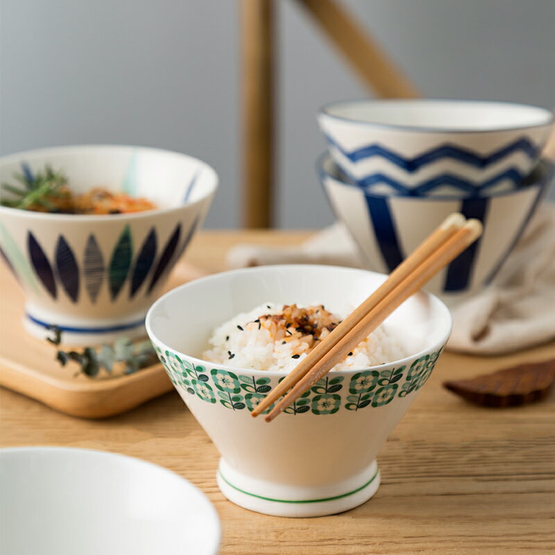 日式和風斗笠吃米飯碗麵碗餐具廳家用陶瓷青花瓷小碗單個可愛創意