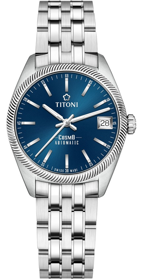 TITONI 梅花錶 宇宙系列 COSMO_SER. 機械女腕表(828S-612)-33mm-藍面鋼帶【刷卡回饋 分期0利率】【APP下單4%點數回饋】