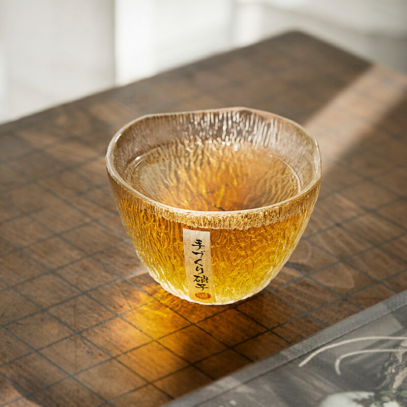 手工主人杯大號個人杯品茗杯耐熱玻璃錘紋日式功夫茶杯單杯杯子