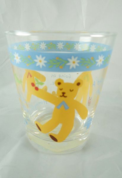 【震撼精品百貨】HONEY FIELD 熊 玻璃杯 藍底白花  震撼日式精品百貨