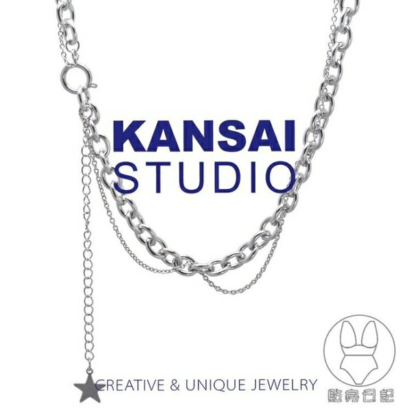 星星疊帶吊墜鈦鋼項鏈百搭蹦迪鎖骨鏈衛衣毛衣鏈【倪醬小鋪】