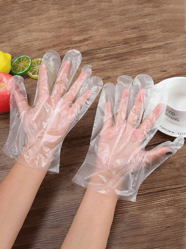 一次性手套 一次性手套食品餐飲透明薄膜加厚商用pe塑料小龍蝦食品級專用 【CM6525】