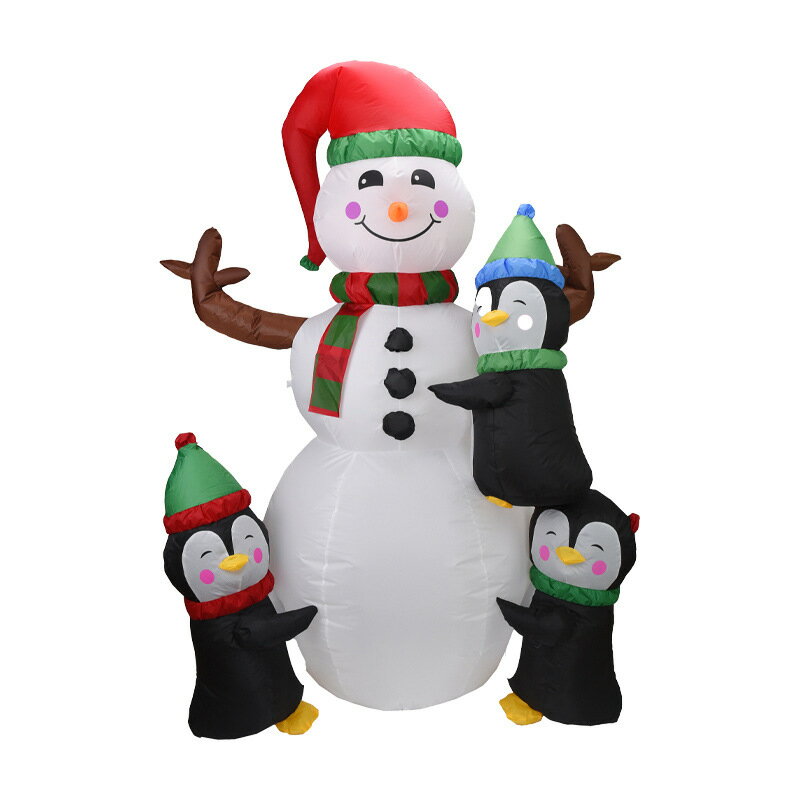 聖誕節裝飾 亞馬遜新款充氣圣誕雪人LED發光擺件節日裝飾品庭院場地布置企鵝 夏洛特居家名品