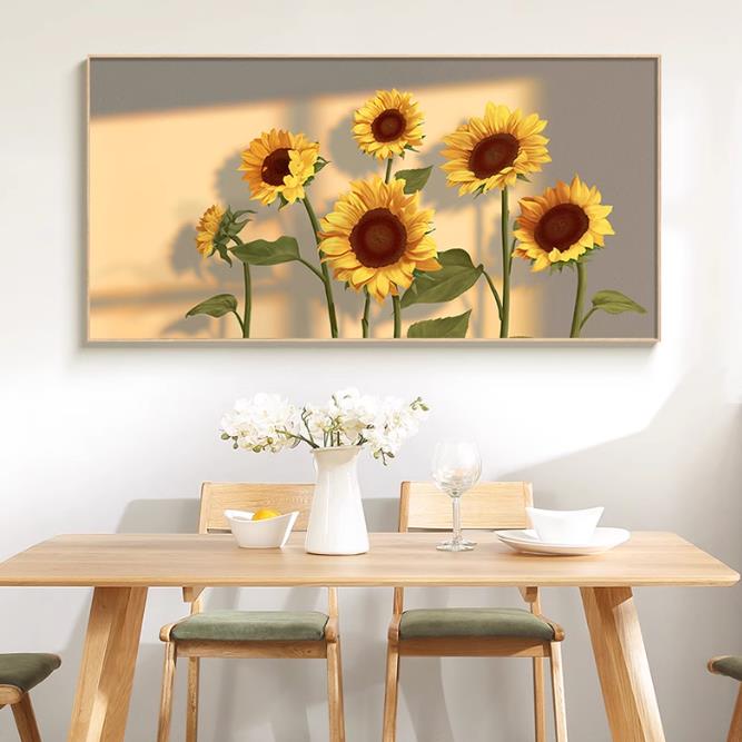 壁畫 北歐ins風向日葵光影裝飾畫小清新現代客廳沙發餐廳背景墻壁掛畫