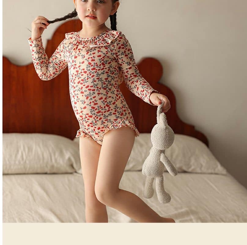 夏季新款碎花速乾泳裝 寶寶夏天可愛花邊小眾連身泳衣