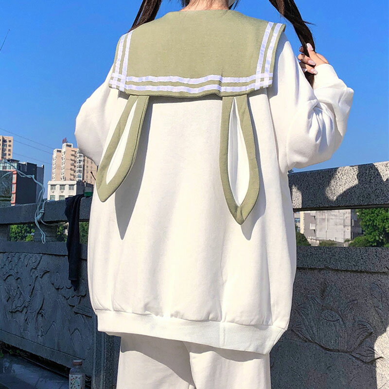春秋可愛海軍領甜美學生衛衣女長袖學院風設計感2021秋裝套裝上衣