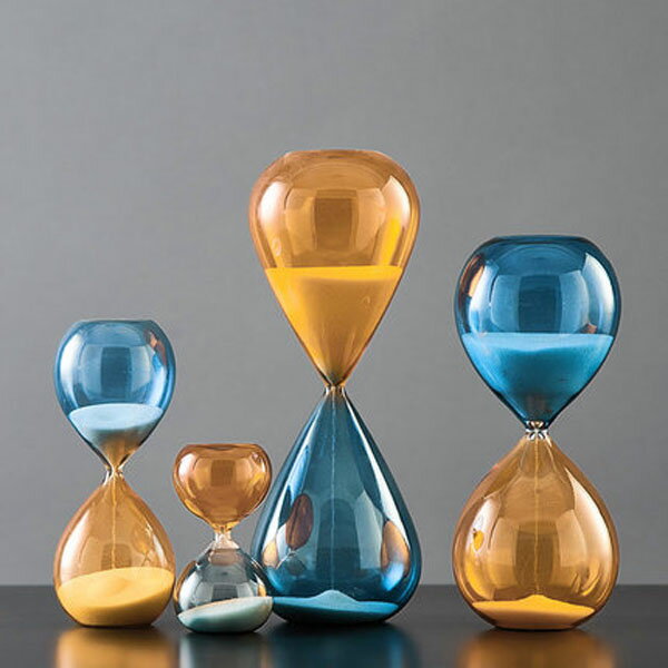 ✤宜家✤藍橙色 (中號30分鐘) 玻璃沙漏 北歐ins創意沙漏計時器 桌面擺件 裝飾品 禮物