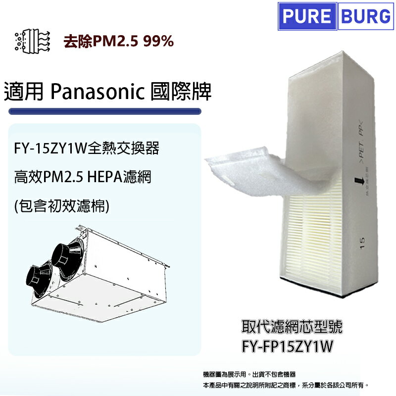 適用Panasonic國際牌FY-15ZY1W全熱交換器/新風機替換用PM2.5 HEPA濾網濾芯FY-FP15ZY1