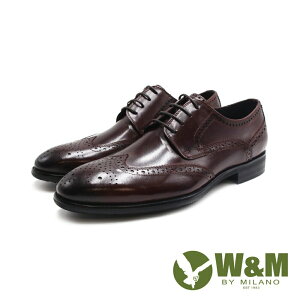 W&M (男) 經典壓花紋商務正裝鞋 男鞋－深褐色(另有黑色)