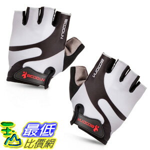 [106美國直購] 手套 BOODUN Cycling Gloves with Shock-absorbing Foam Pad Breathable Half Finger Grey