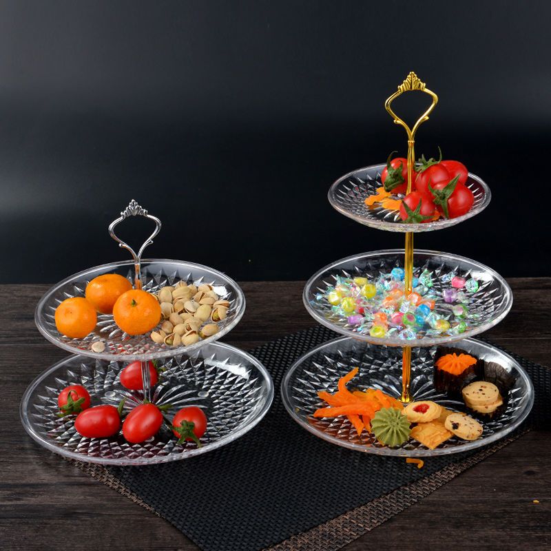 多層水果盤 歐式塑料二層三層水果盤子藍客廳多層蛋糕架家用糖果干果點心托盤