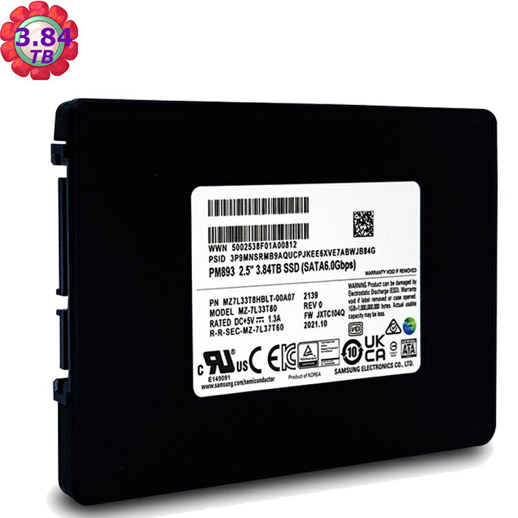 SAMSUNG PM893 3.84TB SATA 6Gb/s 2.5＂ Enterprise SSD MZ7L33T8HBLT 固態硬碟