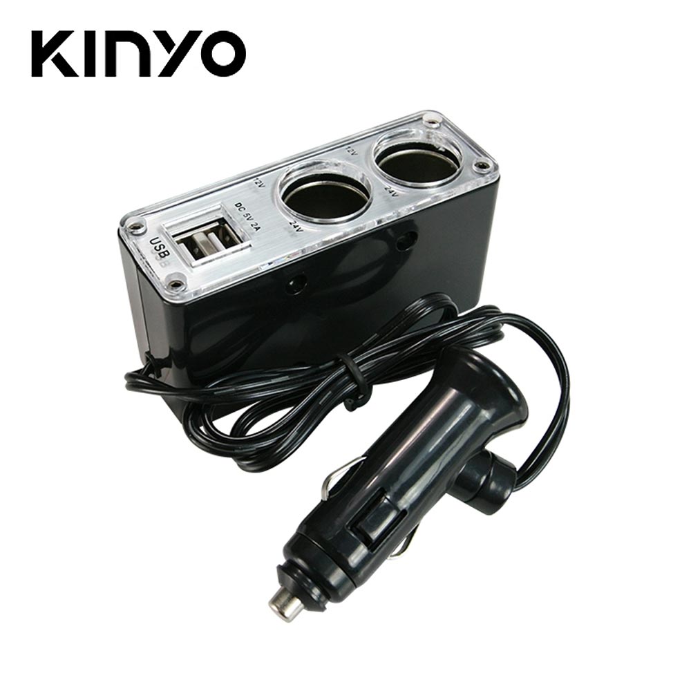 【KINYO】2孔車用點煙器+USB充電槽 CRU-15【三井3C】