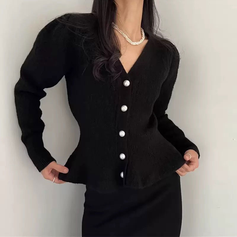 ANNAS 特價顯身材 正韓金蔥珍珠釦傘擺上衣 公主袖V領腰身顯瘦 紅色粗花呢小香風外套 性感氣質 過年新年婚宴 韓國金蔥上衣 3