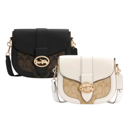 熱款★COACH Georgie 馬鞍包(黑/白)