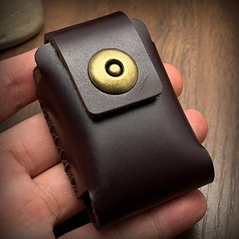 【含稅/免運】 手工制790打火機皮套瘋馬皮頭層牛皮復古風可穿皮帶男士真皮套