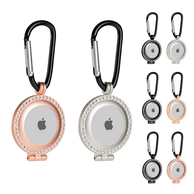 [2美國直購] Orzero 鋁製鑰匙環 2入 水鑽框 適用Apple AirTag 黑銀/黑金/黑粉/粉銀/金銀