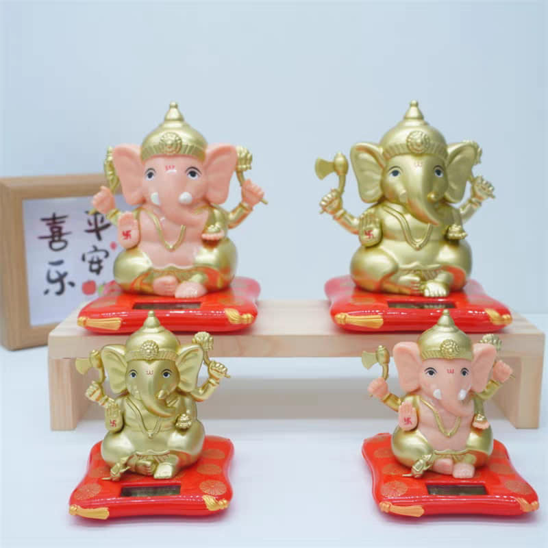 泰國印度東南亞象鼻財神揮手擺件 太陽能擺件