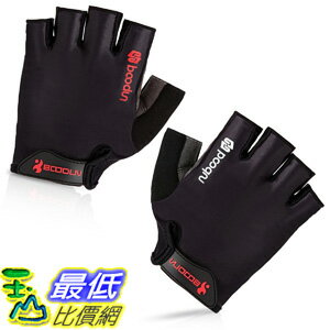 [106美國直購] 手套 BOODUN Cycling Gloves with Shock-absorbing Foam Pad Breathable Half Finger Black