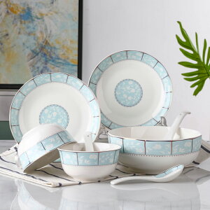 景德鎮碗碟套裝新品創意陶瓷家用碗筷盤子面碗餐具吃飯碗單個-2人