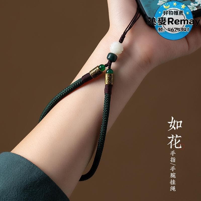 48H出貨 手機掛繩短款掛手腕指環男女結實防摔菩提蓮花手機鏈U盤吊墜防丟