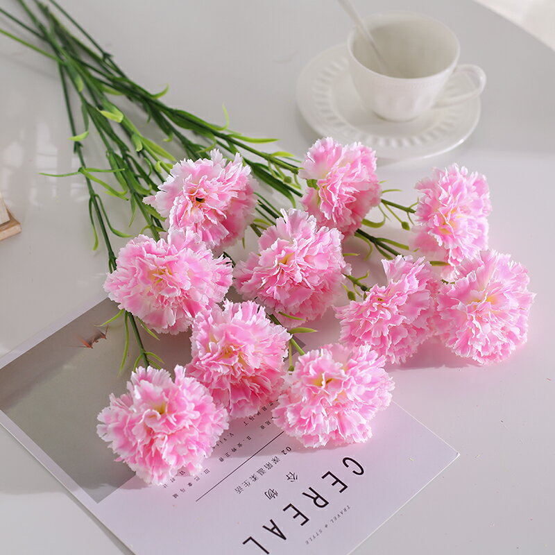 康乃馨仿真花束假花絹花干花藝客廳擺設餐桌擺件裝飾花塑料母親節