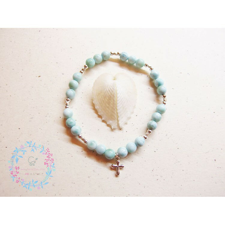 聆聽/海紋石/水晶手鍊/拉利瑪/925純銀/[晶晶工坊-love2hm]