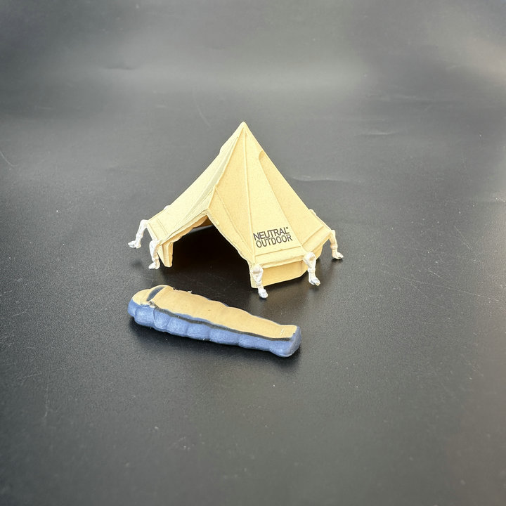 日版散貨 1/87 仿真帳篷睡袋沙盤扭蛋 戶外露營 攝影擺件收藏玩具