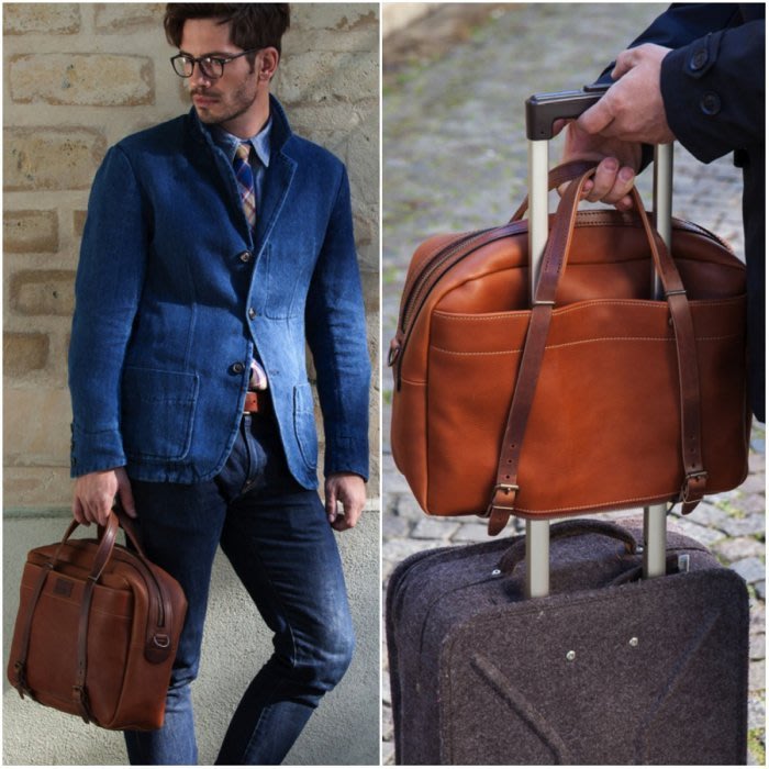 跩狗嚴選 Bleu de Chauffe BAG REPORT 法國製 記者包 手提包 公事包 筆電包 全真皮 咖啡 棕 2