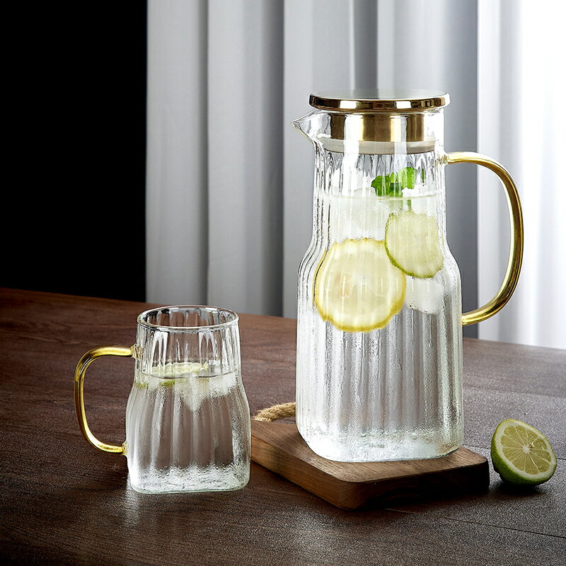 冷水壺玻璃耐熱高溫家用高顏值涼水瓶泡茶壺套裝大容量涼白開水杯
