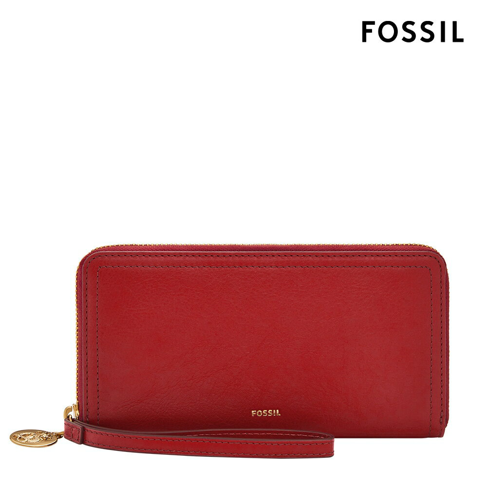 送禮首選★FOSSIL 龍年多夾層真皮拉鍊長夾-紅色 SL10018615｜★ 限時優惠【美國時尚品牌】 附防塵袋+提袋【全館滿額折價★FOSSIL全系列包夾送美妝蛋】
