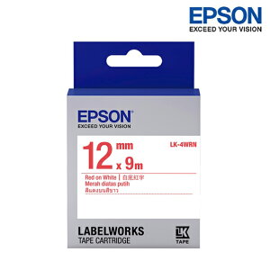 EPSON LK-4WRN 白底紅字 標籤帶 一般系列 (寬度12mm) 標籤貼紙 S654402