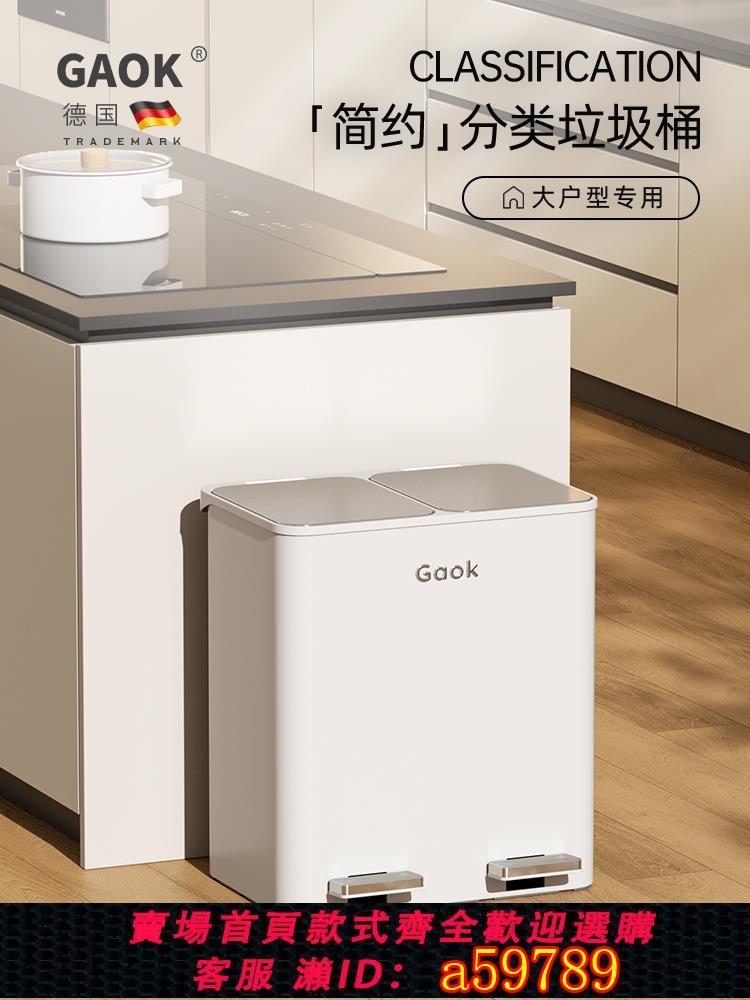 【台灣公司 可打統編】GAOK垃圾桶家用腳踏廚房分類客廳腳踩干濕帶蓋高級輕奢