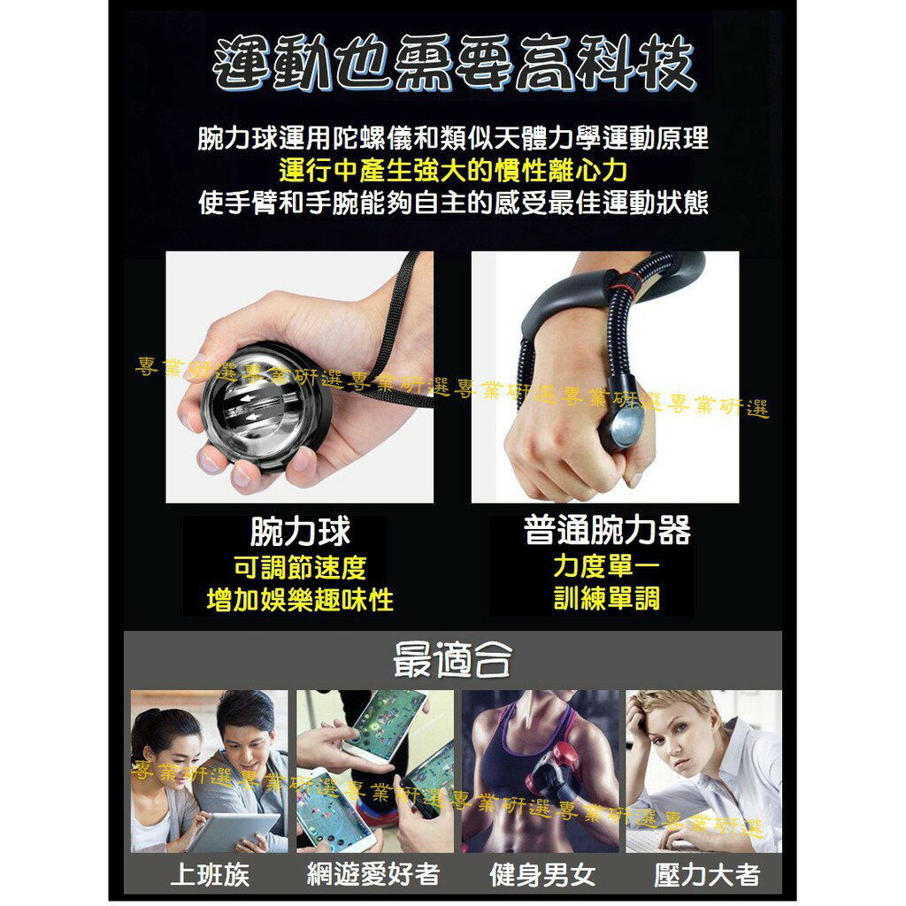 【台灣現貨  】腕力球 握力球 無燈腕力球 彩燈腕力球 贈專用腕繩 減壓 鍛鍊肌肉 可控轉動頻率 自啟裝置 1