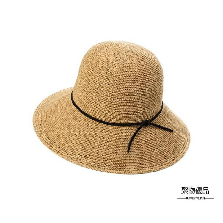 沙灘帽子女夏草帽可折疊遮陽帽大沿太陽帽海邊出游【聚物優品】