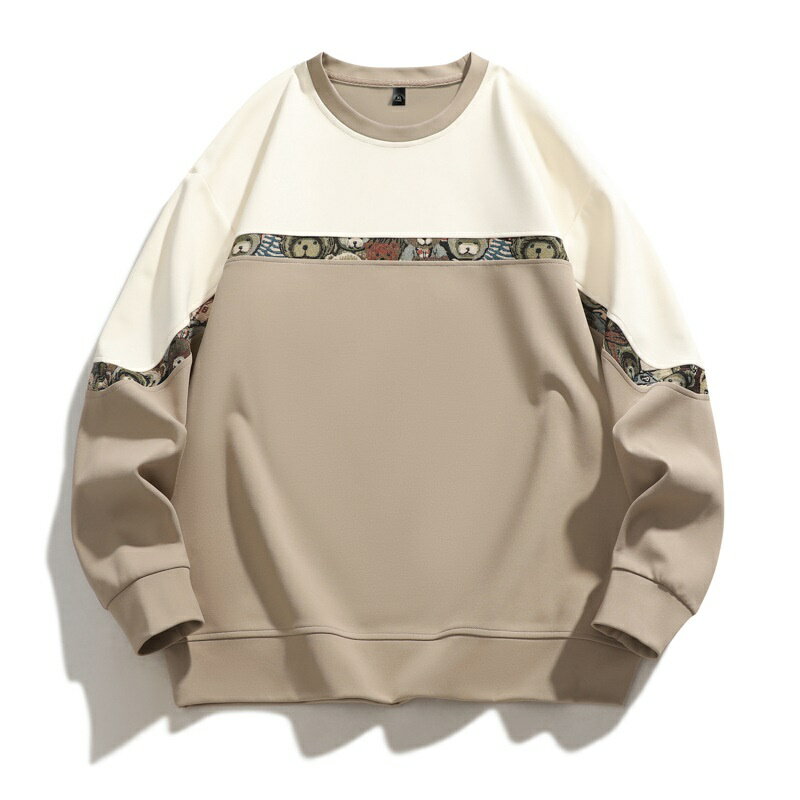 現貨+預購 T恤長袖上衣-休閒小熊印花拼色男裝5色74kn66【獨家進口】【米蘭精品】