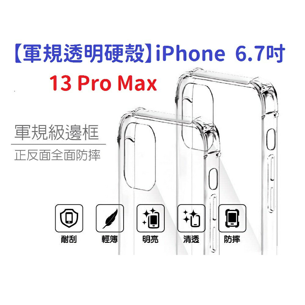 【軍規透明硬殼】iPhone 13 Pro Max 6.7吋 四角加厚 抗摔 防摔 保護殼 手機殼