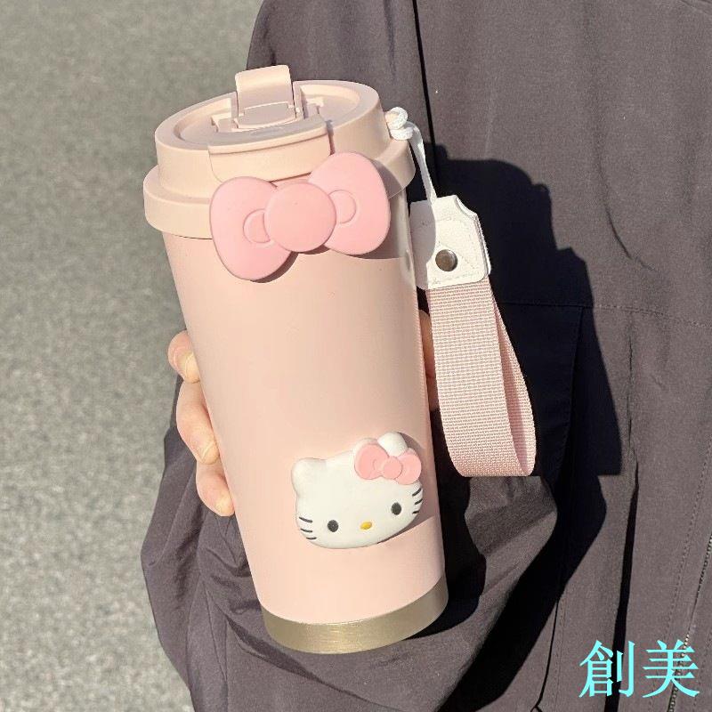 吸管咖啡杯保溫杯316不銹鋼大容量可愛簡約學生便攜辦公室喝水杯-創美